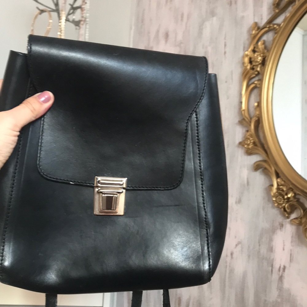 Cute mini black brandy Melville backpack leather